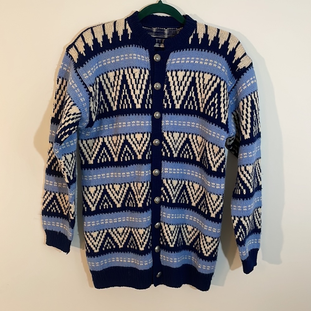 Vintage Hand-knit Nordic Button-down Sweater